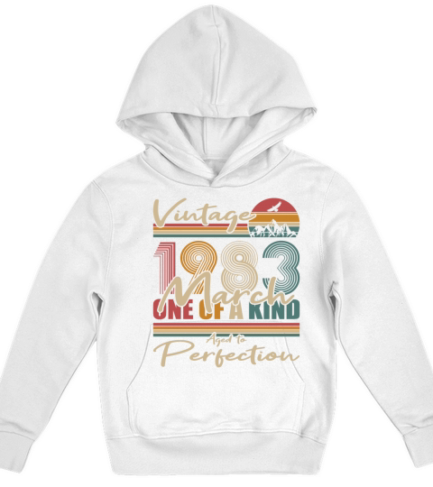 40th birthday march 1983 vintage 1983 Kids Hoodie