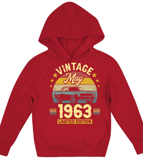May 1963 60 Years Old Vintage 60th Birthday Kids Hoodie