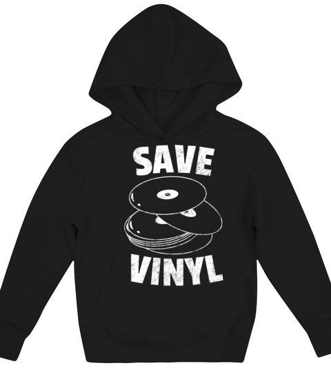 Save Vinyl Records Distressed Vintage Music Lovers Kids Hoodie