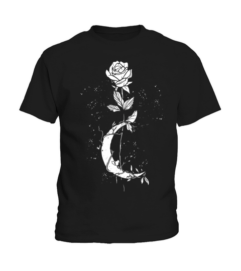 Moon Rose Vintage Occult Witchcraft The Gothic Kids T-Shirt
