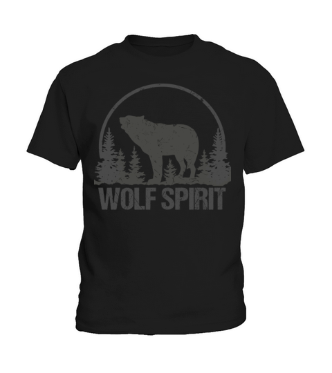 Wolf Spirit Vintage Howling Wolves Forest Gray Kids T-Shirt