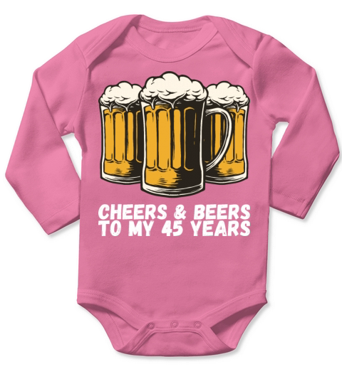 Cheers Beers To My 45 Years Long Sleeve Baby One-Piece
