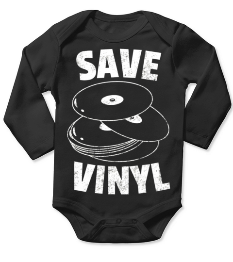Save Vinyl Records Distressed Vintage Music Lovers Long Sleeve Baby One-Piece