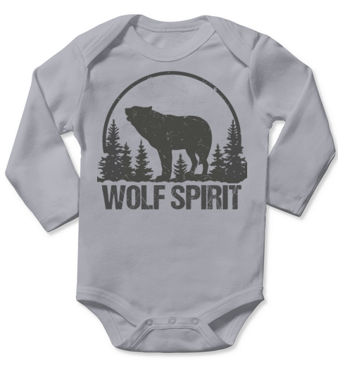 Wolf Spirit Vintage Howling Wolves Forest Gray Long Sleeve Baby One-Piece