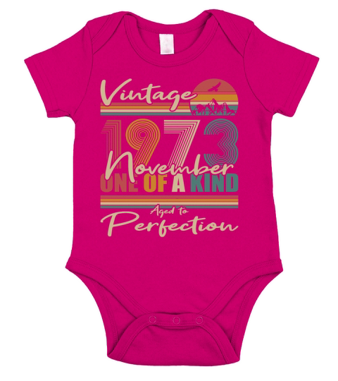 50th birthday november 1973 vintage 1973 Short Sleeve Baby One-Piece