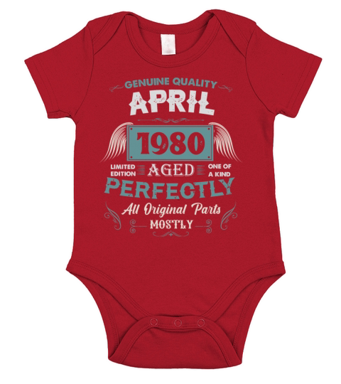 April 1980 Vintage Birthday Present Short Sleeve Baby One-Piece