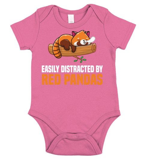 Easily Distracted by Red Pandas Funny panda lovers Short Sleeve Baby One-Piece