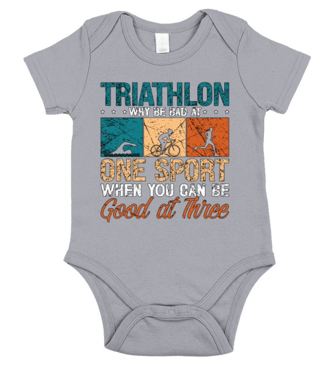 Triathlon Why Be Bad At Running Swimming Cycling Short Sleeve Baby One-Piece