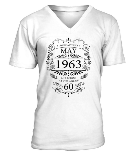 60th Birthday Gifts May 1963 Vintage V-Neck T-shirt