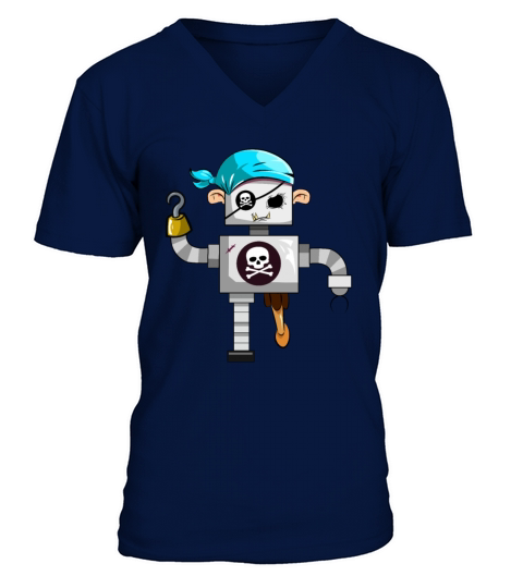 Ghost Robot Pirate V-Neck T-shirt