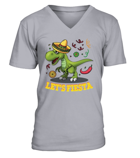 TRex Cinco De Mayo Tyrannosaurus Dinosaur V-Neck T-shirt