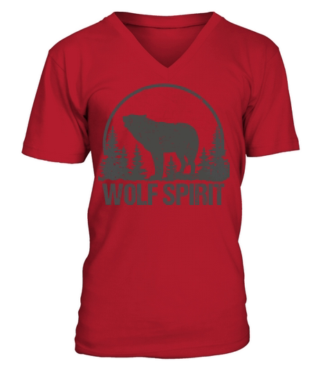 Wolf Spirit Vintage Howling Wolves Forest Gray V-Neck T-shirt