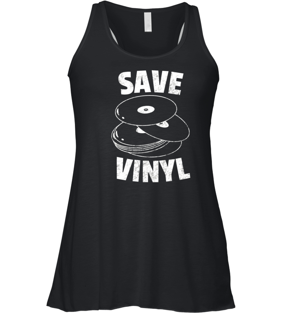 Save Vinyl Records Distressed Vintage Music Lovers Women's Flowy Tank Top