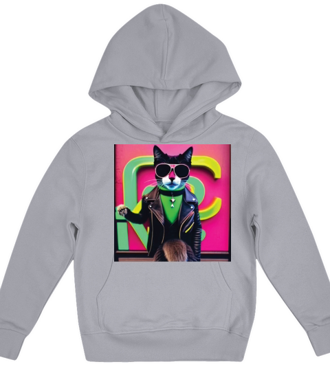 cat daddy black cat vintage eighties style Kids Hoodie