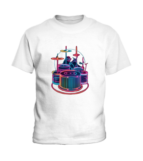 Drummer Drum Set 80s Retro Vintage Drumming Drums Kids T-Shirt