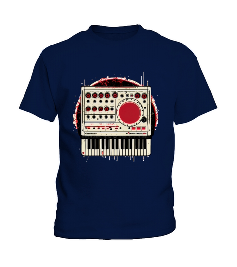 Red Synthesizer Analogue Synth Vintage Studio Gear Kids T-Shirt