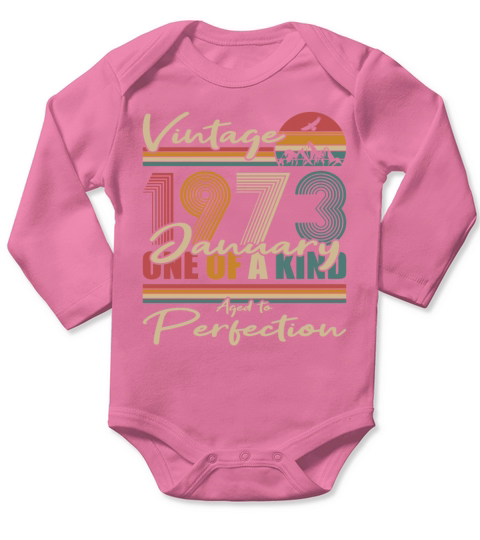50th birthday january 1973 vintage 1973 Long Sleeve Baby One-Piece