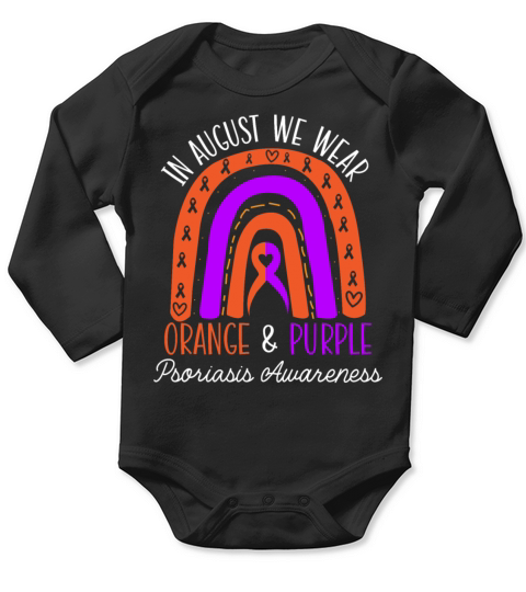 In August We Wear Orange And Purple Psoriasis Long Sleeve Baby One-Piece