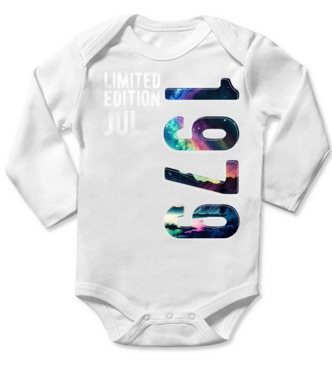 Limited Edition 1979 July Birthday Polar Lights Long Sleeve Baby One-Piece