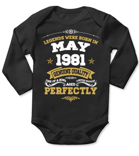Vintage Aged To Perfection May 1981 Long Sleeve Baby One-Piece