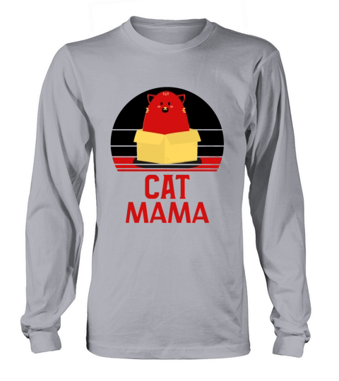 Cat Mama Vintage Style Retro Distressed Graphic Long sleeved Unisex