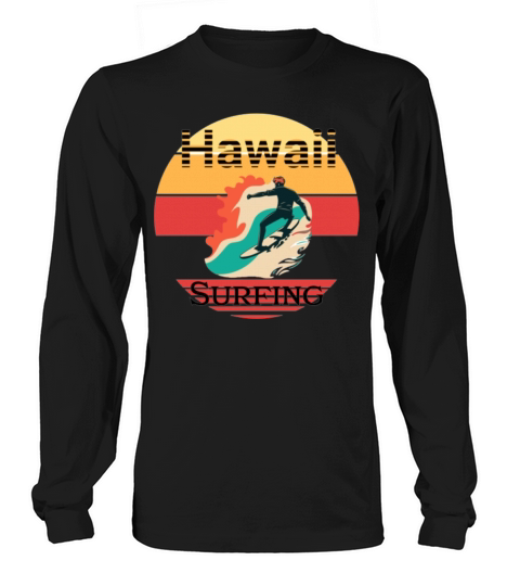 Vintage Hawaii Surfing Label Long sleeved Unisex