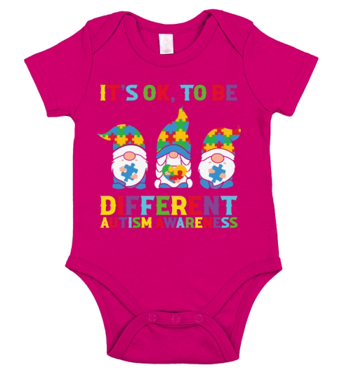 Its ok to be different - Cute 3 Gnomes Short Sleeve Baby One-Piece