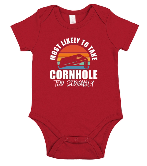 Most Likely To Take Cornhole Too Seriously Retro Short Sleeve Baby One-Piece