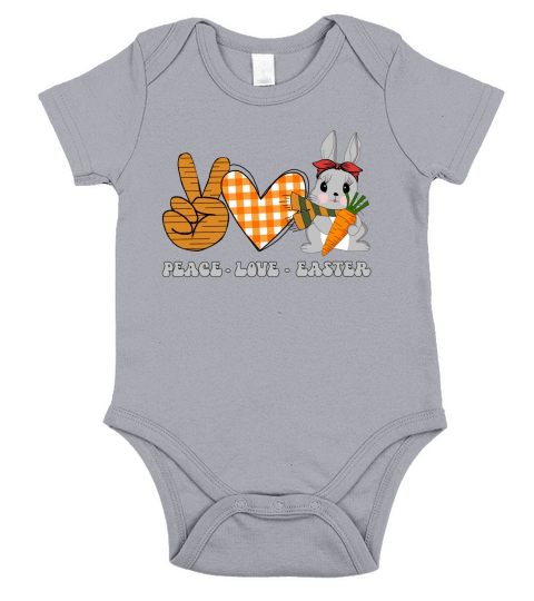 Peace Love Easter Sign Cute Bunny Rabbit Egg Easter Day Short Sleeve Baby One-Piece
