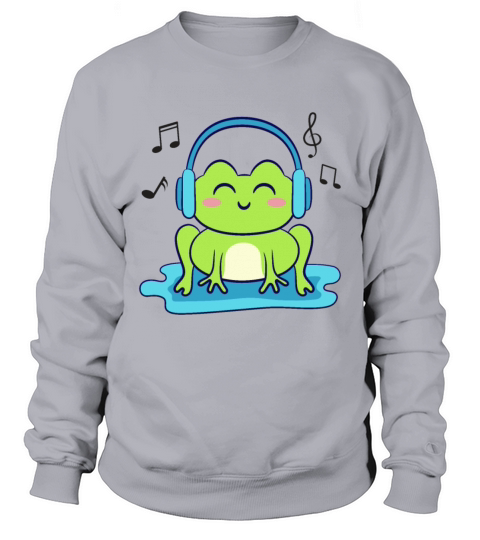 Cute Frog Listening To Music Sweatshirt Unisex