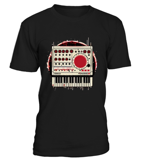Red Synthesizer Analogue Synth Vintage Studio Gear T-Shirt Unisex