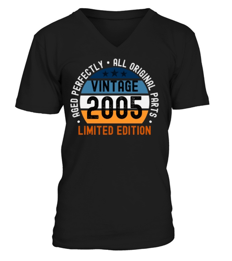 18th Birthday Vintage 2005 V-Neck T-shirt