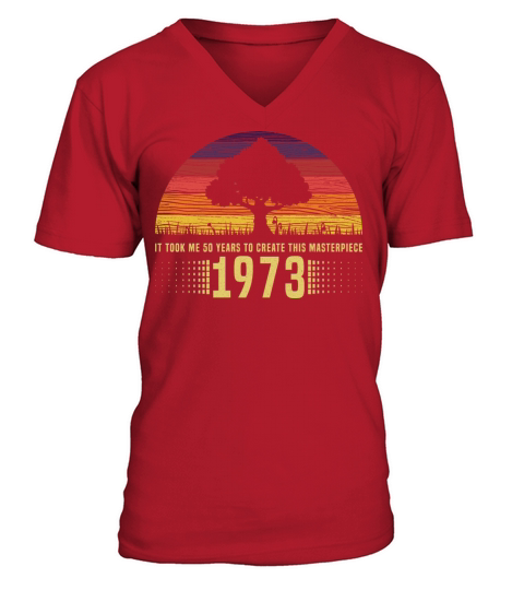 1973 Vintage Retro Sunset Masterpiece 50thBirthday V-Neck T-shirt