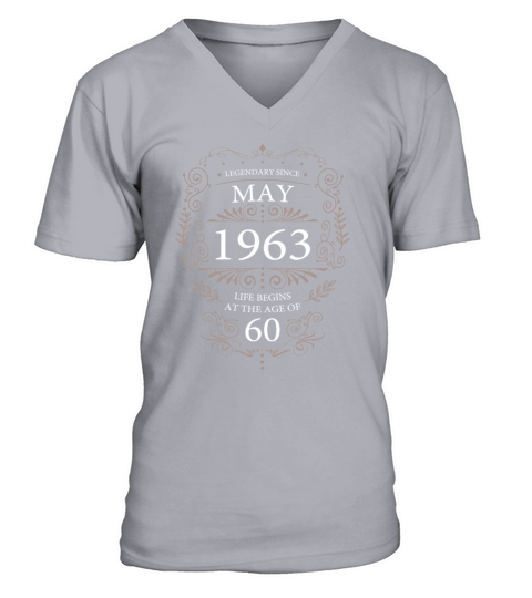 60th Birthday Gifts May 1963 Vintage V-Neck T-shirt