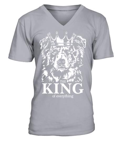 Border Collie King of Everything dog dad V-Neck T-shirt