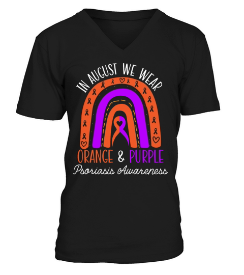 In August We Wear Orange And Purple Psoriasis V-Neck T-shirt