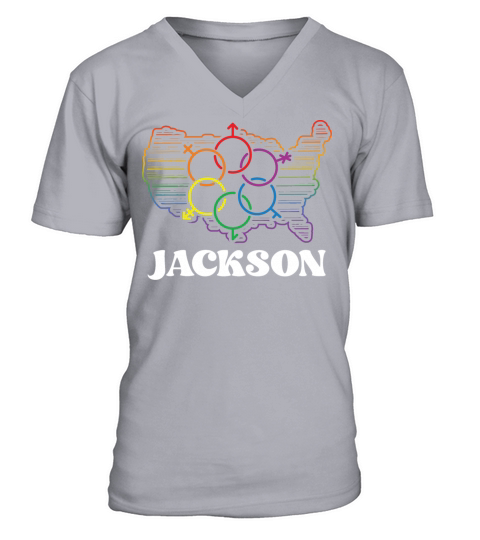 Jackson Pride Flag Pride Month LGBTQ Flag LGBT Com V-Neck T-shirt