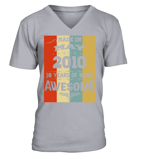 May 2010 Vintage Birthday Present V-Neck T-shirt