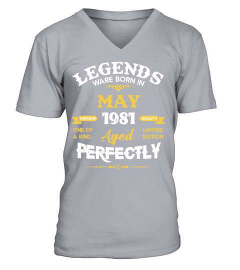 Vintage Aged To Perfection May 1981 V-Neck T-shirt