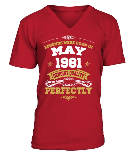 Vintage Aged To Perfection May 1981 V-Neck T-shirt
