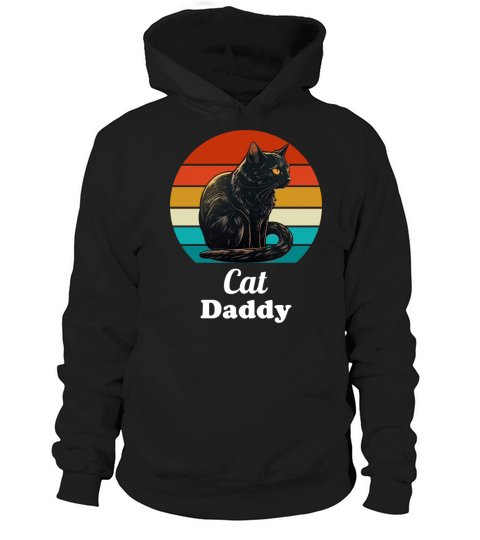 Cat Daddy Black Cat Vintage Eighties Style Retro Hoodie Unisex