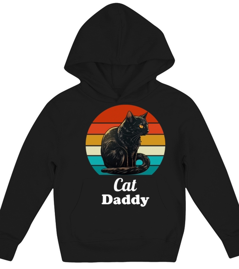 Cat Daddy Black Cat Vintage Eighties Style Retro Kids Hoodie