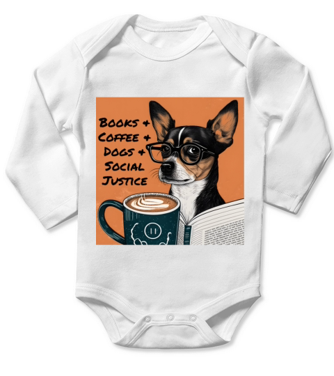 Books And Coffee And Dogs And Social Justice Long Sleeve Baby One-Piece