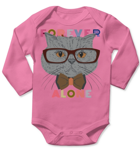 forever alone cat T-shirt Long Sleeve Baby One-Piece