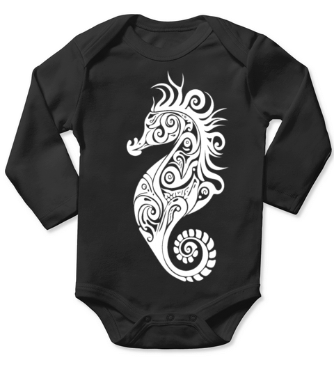 Little Cute Vintage Seahorse Long Sleeve Baby One-Piece