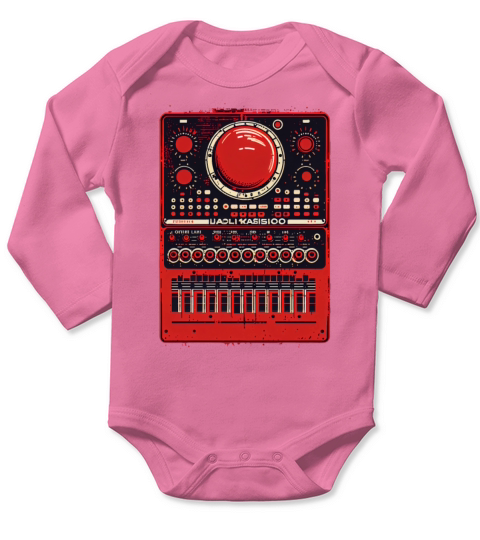 Red Synthesizer Analogue Synth Vintage Studio Gear Long Sleeve Baby One-Piece