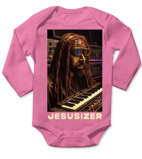 Retro Jesus Synthesizer Analog - Holy Synth Geek Long Sleeve Baby One-Piece
