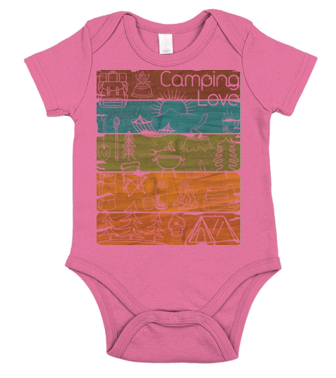 Campin Love lineart vintage dark Short Sleeve Baby One-Piece