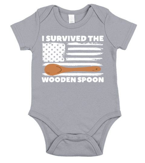 I Survived The Wooden Spoon American Flag Patriot Short Sleeve Baby One-Piece