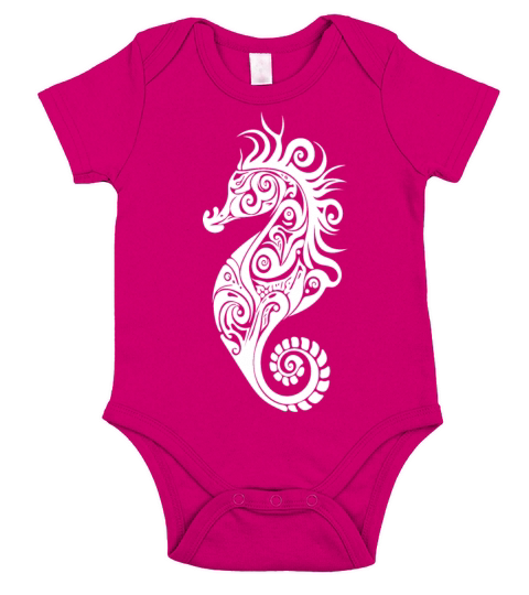Little Cute Vintage Seahorse Short Sleeve Baby One-Piece